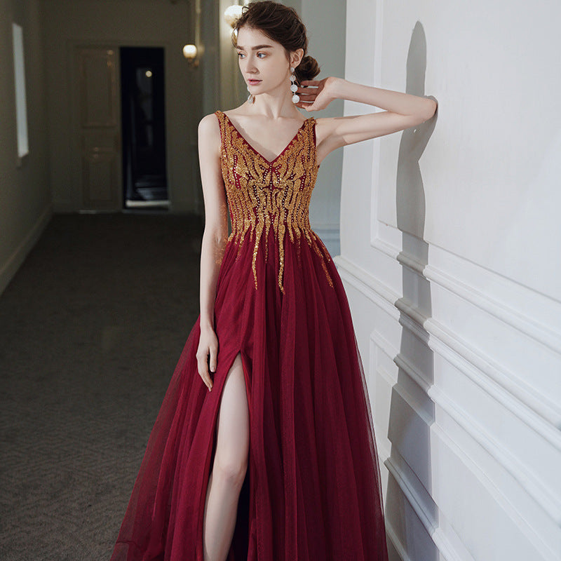 Sequin Backless Evening Dress