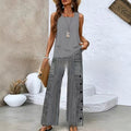 Sleeveless Floral Print Vest and Pants Set