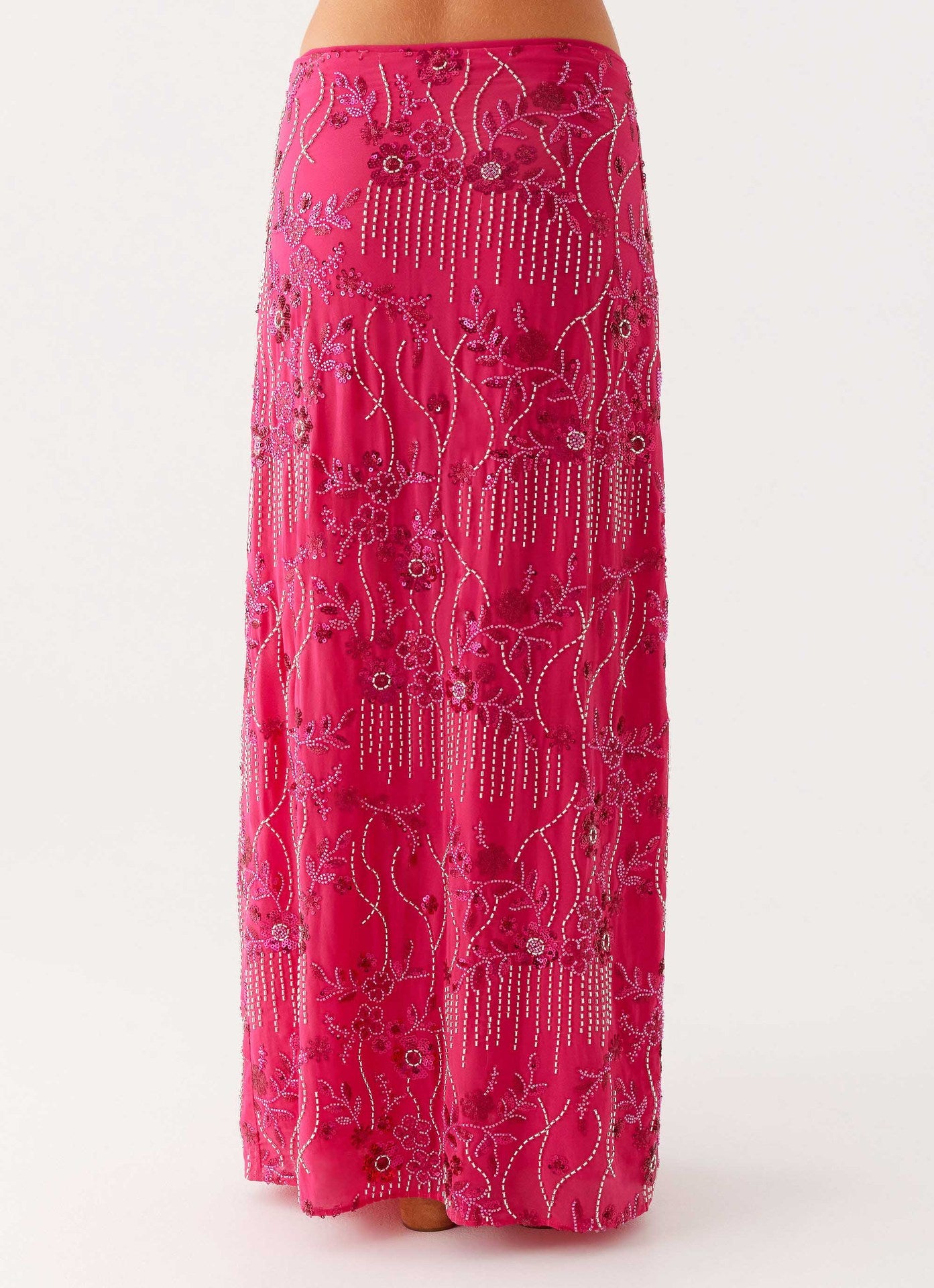 Embroidered Sequin Long Skirt