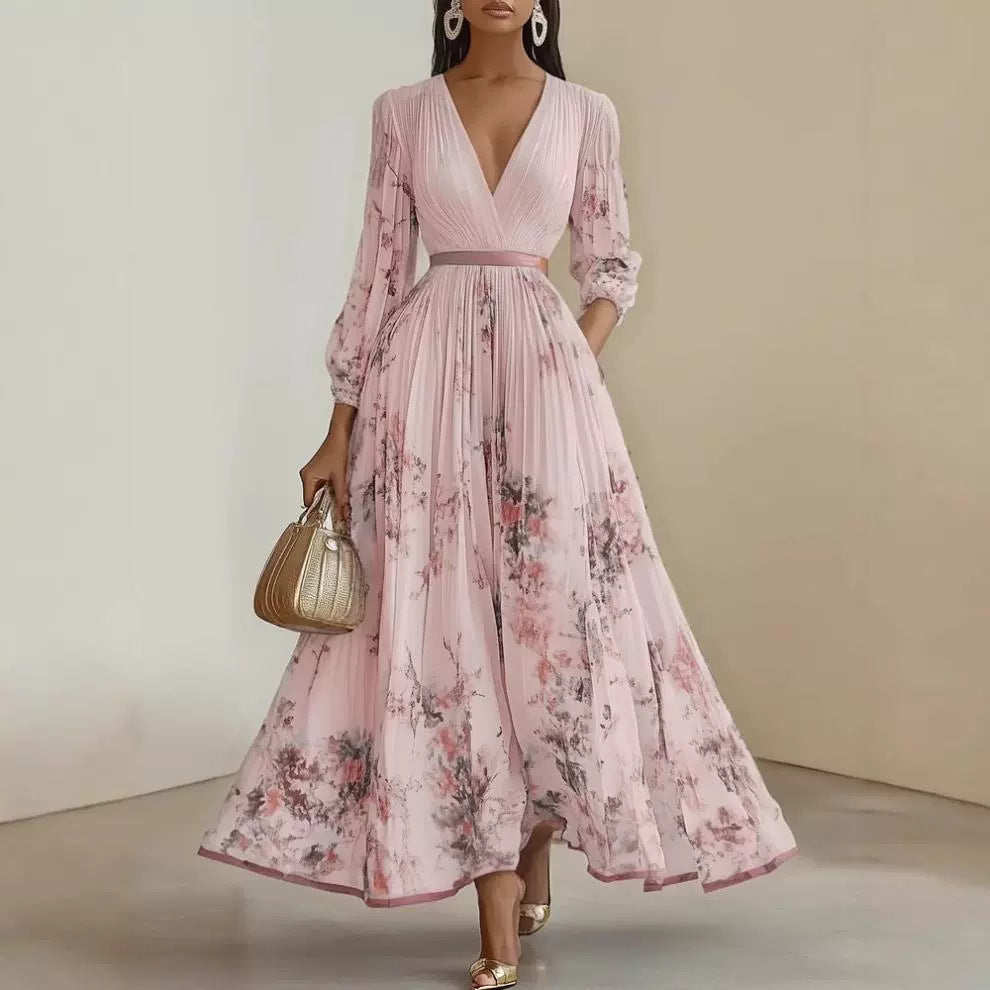 Floral Print Pleated Dress