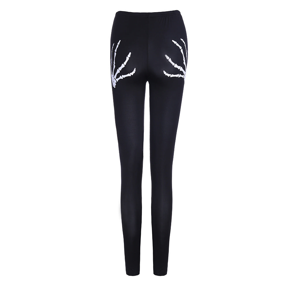 Skull Pattern Ripped Leggings