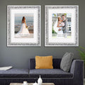 ALLARTONLY Big Mirror Photo Frame 16x20inch Mat To 11x14inch Crushed Diamond Bling Sparkle Home Decor 2 Pack Crystal Silver Glass Wedding Picture Poster Wall Frame.