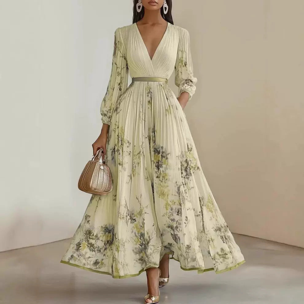 Floral Print Pleated Dress