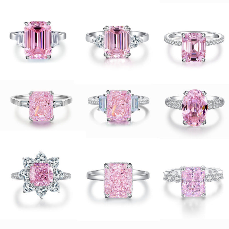 S925 Sterling Silver Zircon Ring Women Geometric Floral Design