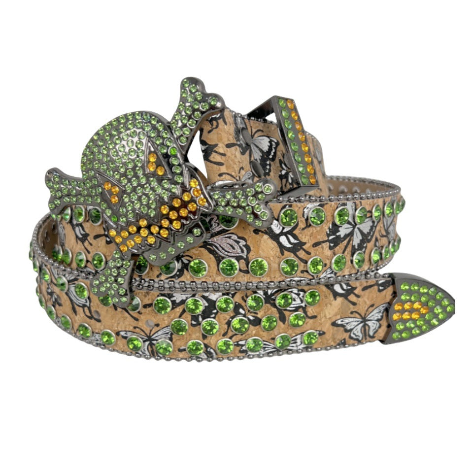 Punk Skull Rhinestone Belt