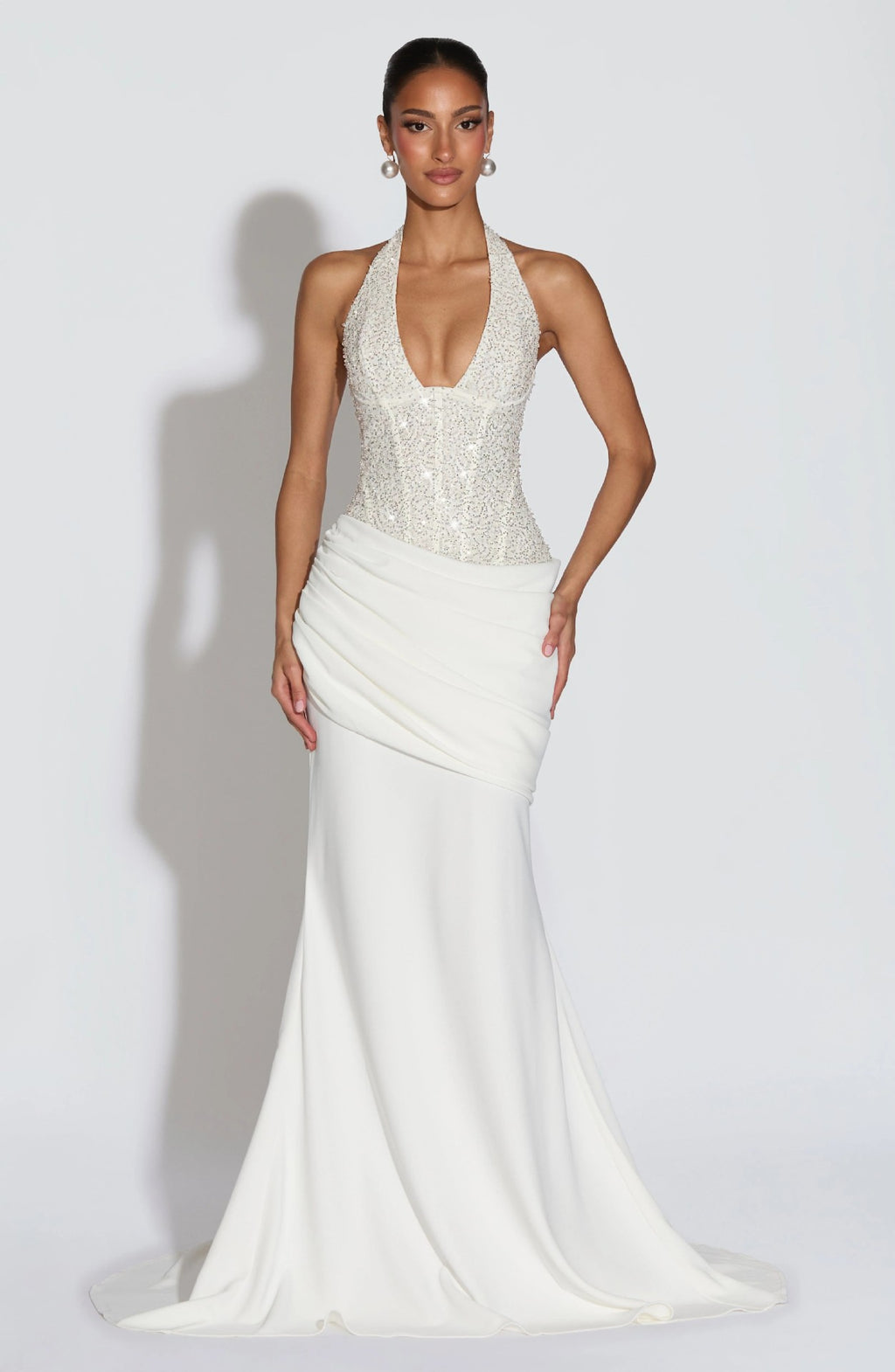 Sequin Halter Evening Gown