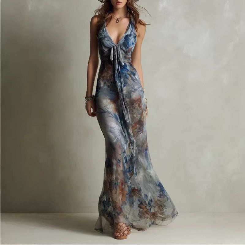 Floral V-Neck Sleeveless Dress