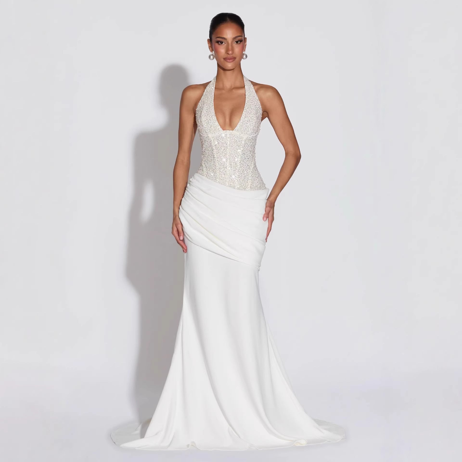 Sequin Halter Evening Gown
