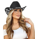 Bling Rhinestone Western Cowgirl Hat for Women Men Rolled Up Sparkly Star Felt Fedora Retro Rodeo Panama Black Cowboy Hat