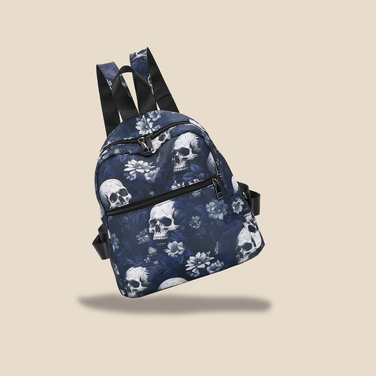 Gothic Skull Print Nylon Backpack
