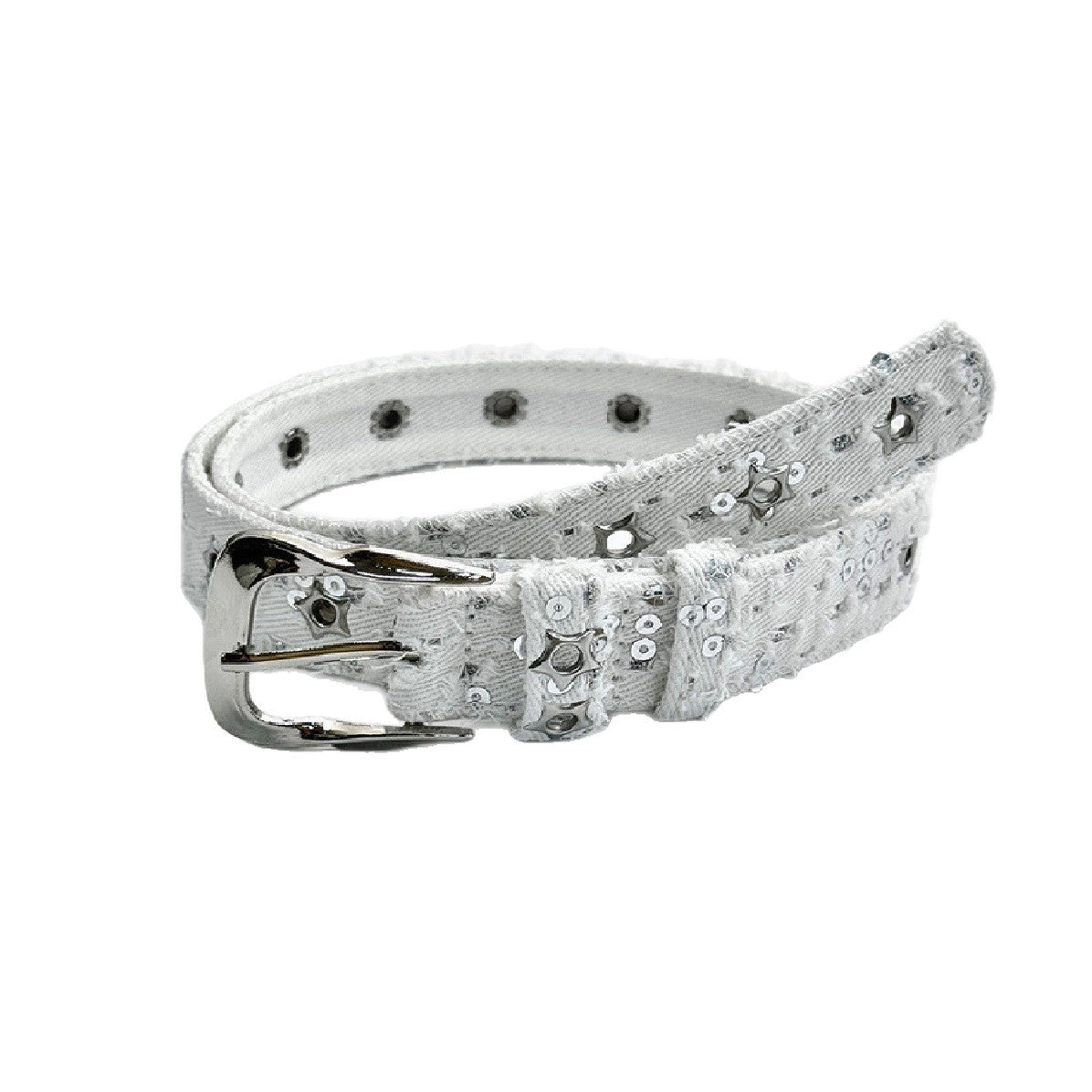 Vintage Star Studded Denim Leather Belt
